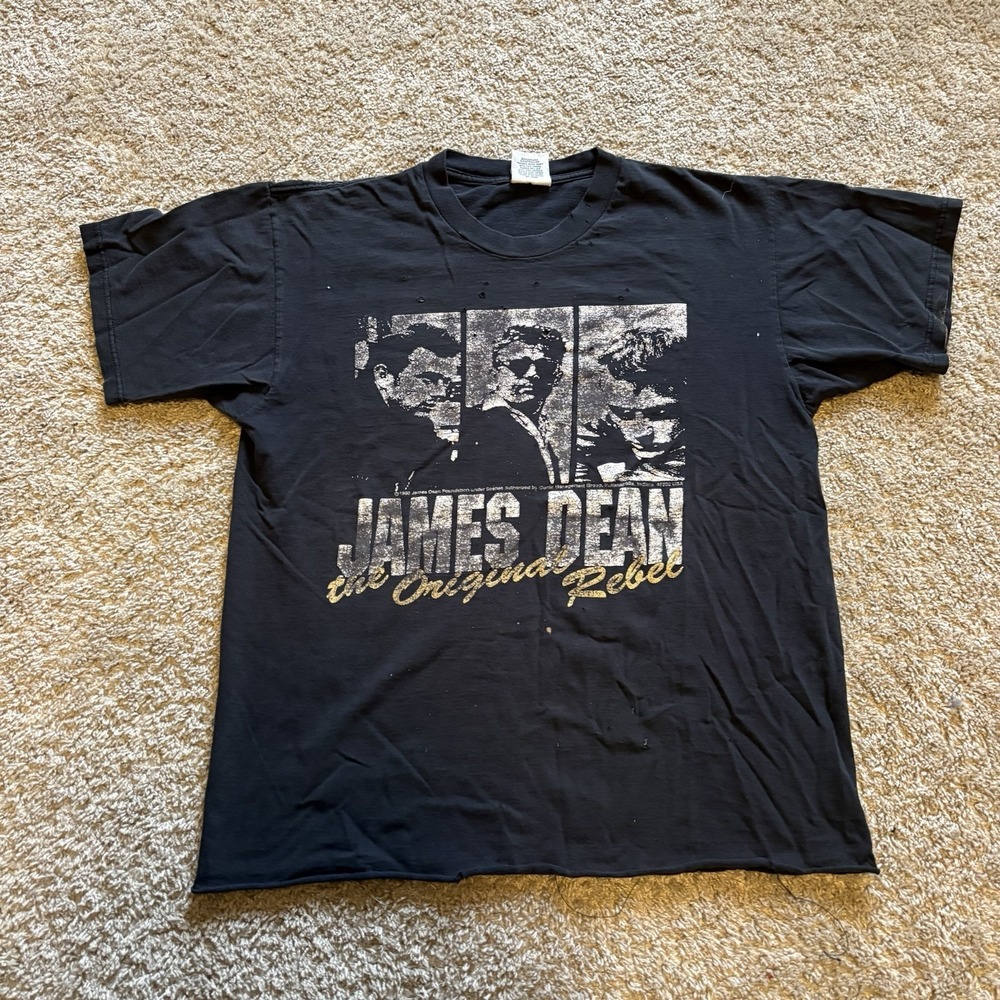 Vintage 90s James Dean T‎ Shirt Men's Large Distressed Cropped Faded